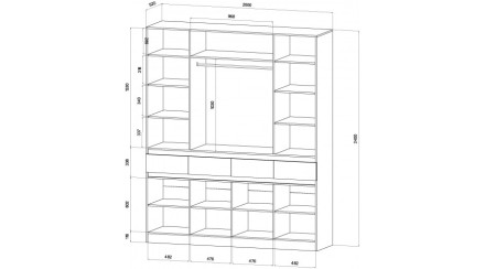 Шкаф 4-х створчатый Ленора, Дуб вотан/Графит 
