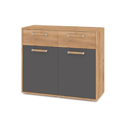 Комод 3 ящика 2 двери Флорида, Графит/Дуб золотой 