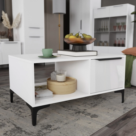 Стол журнальный Кимберли, Белый/Белый глянец 